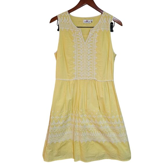 Vineyard Vines Buttercream Yellow  Embroidered Easter Spring  Mini Dress 6 - Picture 5 of 16
